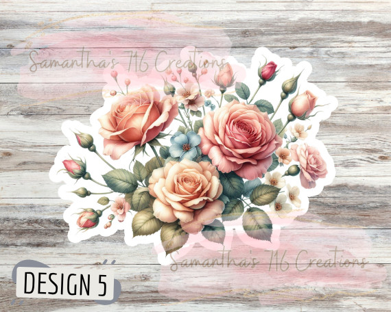 Roses Vinyl Stickers 3" For Laptops, Cups, Etc. Indoor, Water Resistant
