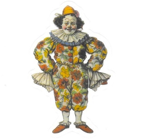 Victorian Floral Clown Vinyl Sticker Transparent Vintage Circus Stationery