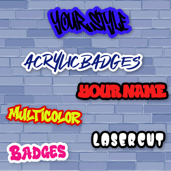 1X Custom Graffiti Font Acrylic Emblem Multicolor Personalized Car Badge text