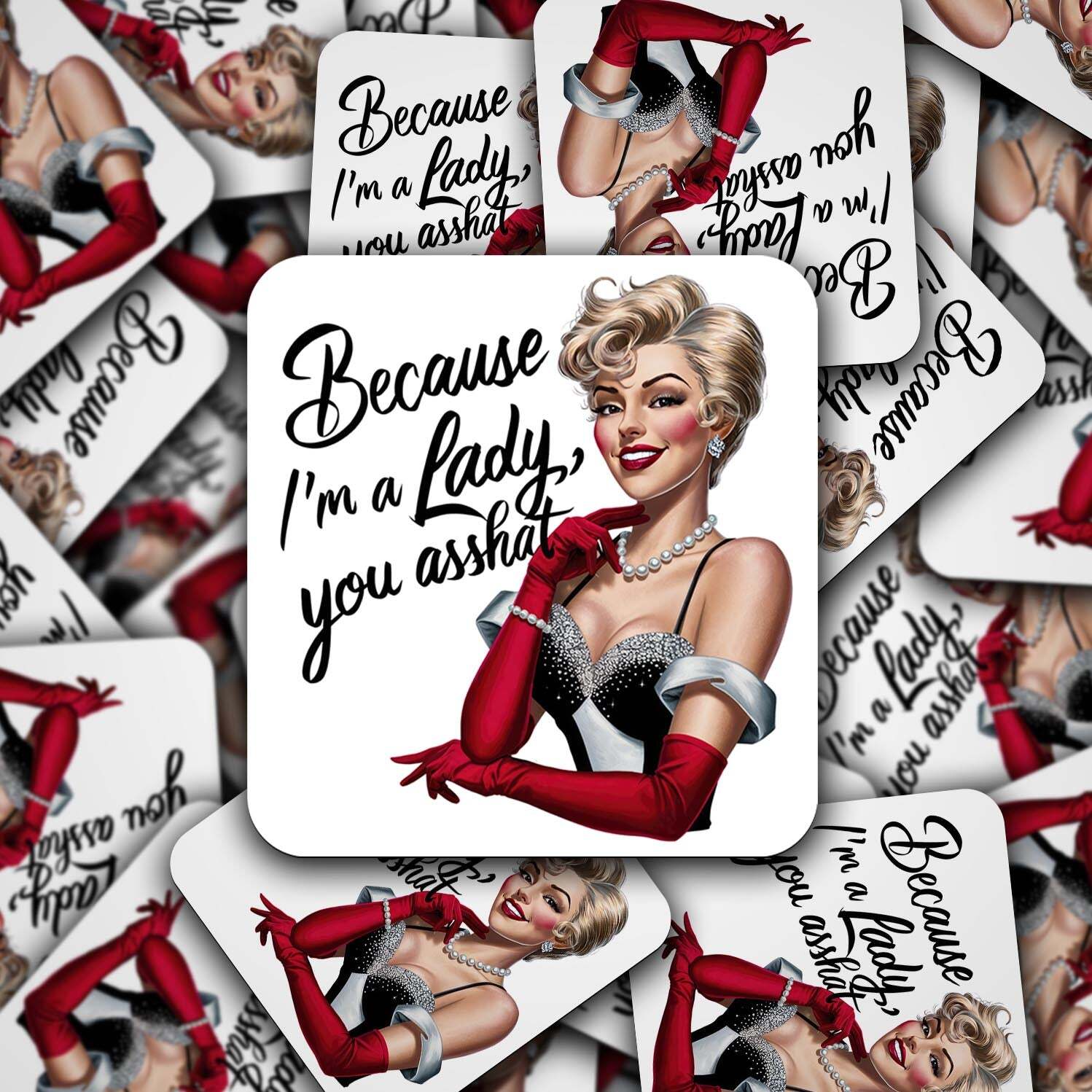 Sarcastic Pinup Girl Sticker – Weatherproof Vinyl for Laptops & Water Bottles