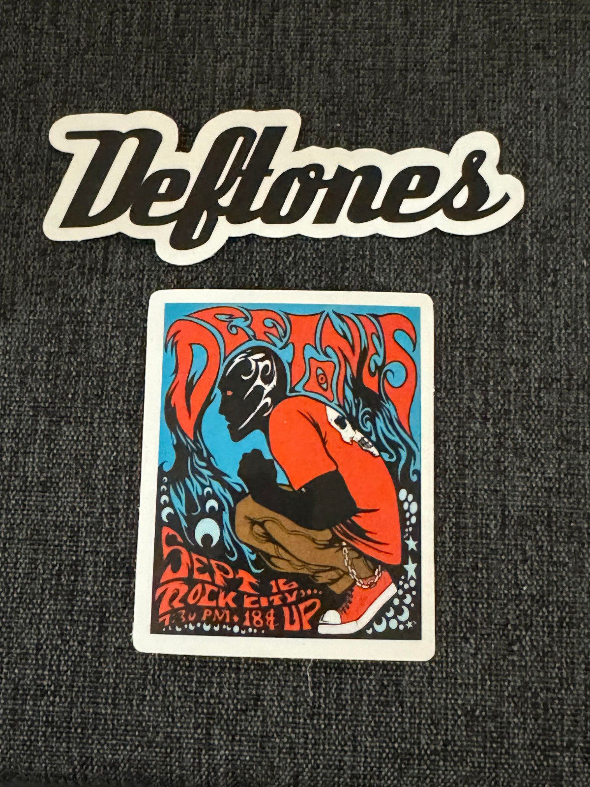 Lot of 2 DEFTONES 1 1/8" to 3 1/2" Band Logo STICKERS Black FAST! FREE SHIP!