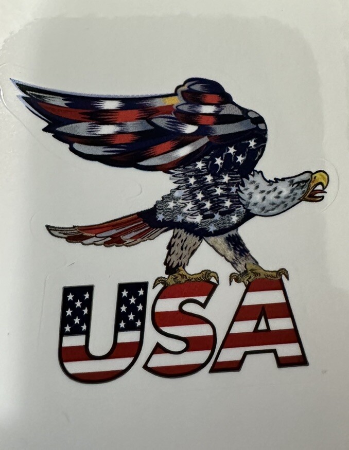 USA ~ BALD EAGLE ~ STARS & STRIPES – Small Vinyl Sticker – 1.5in
