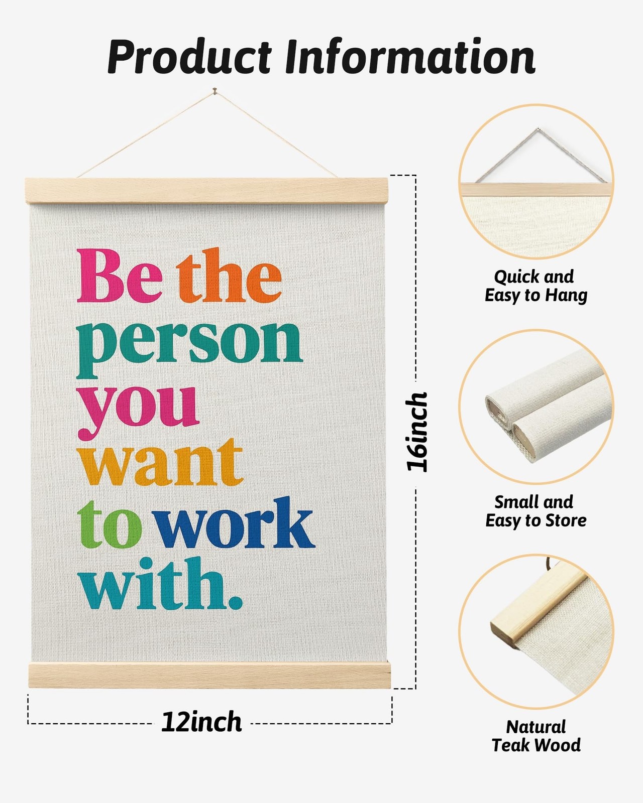 FGFK Inspirational Office Wall Art Poster Hanger Frame, Be the Person You Wan…
