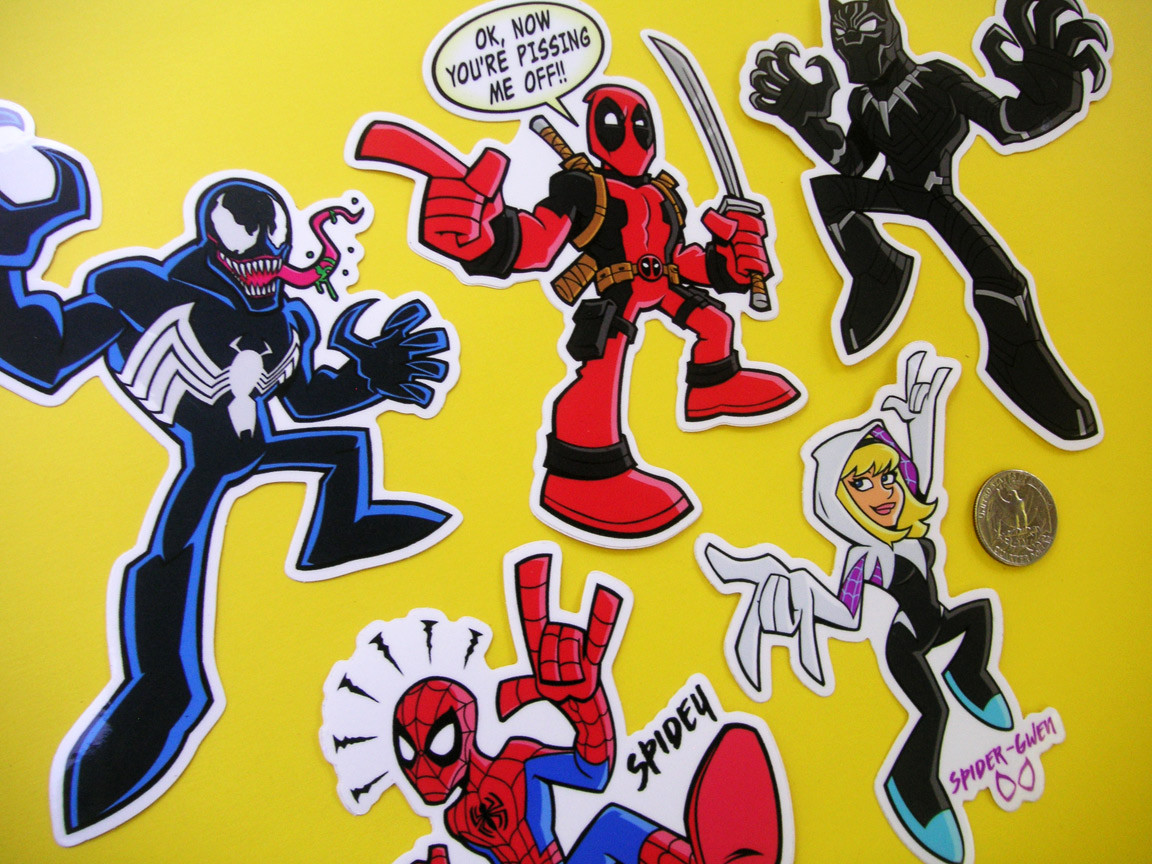 Marvel Vinyl Stickers Spider-Man Venom Deadpool Black Panther Thanos Car Decal