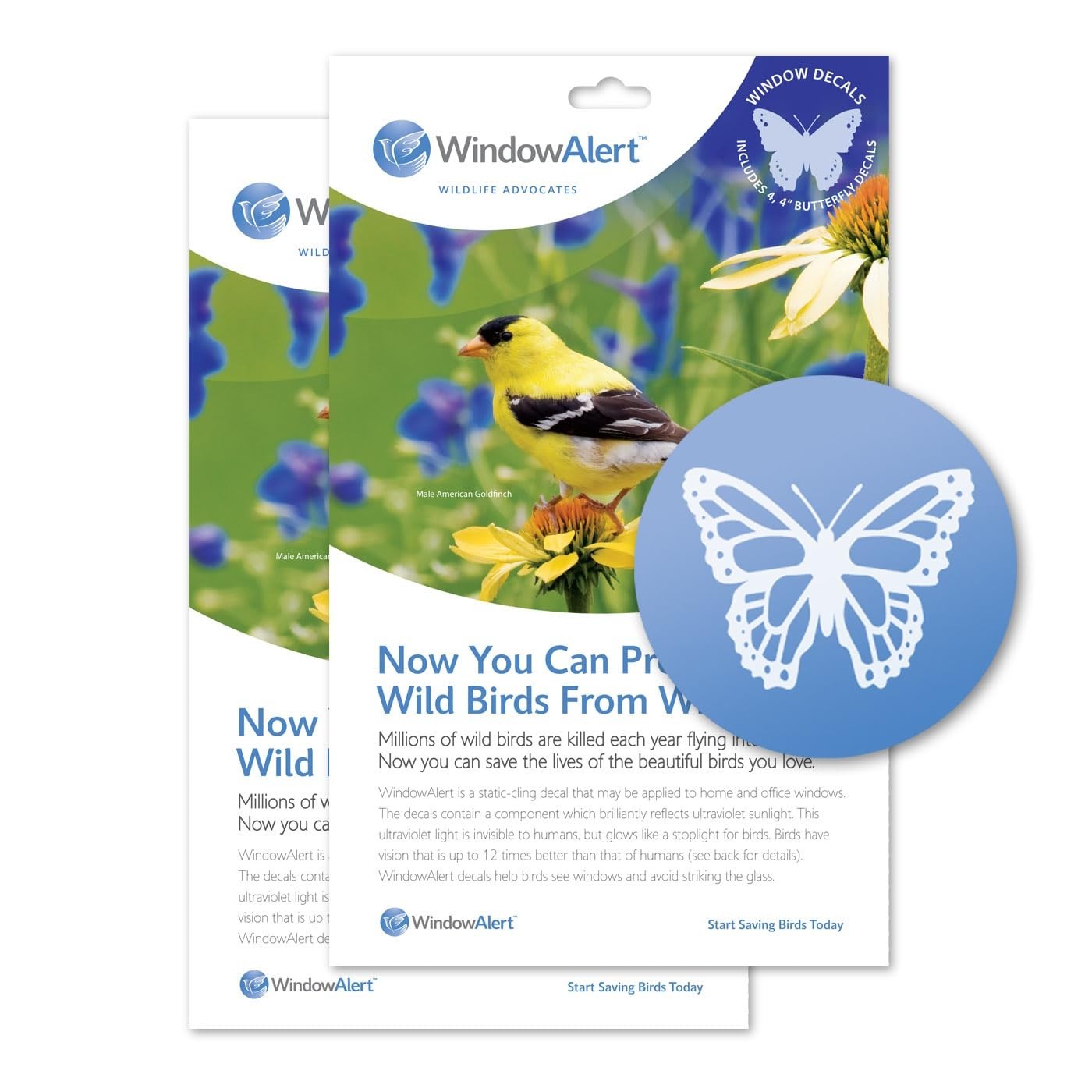 Butterfly Anti-Collision Window Decals – UV-Reflective Bird Protection, 2-Pack