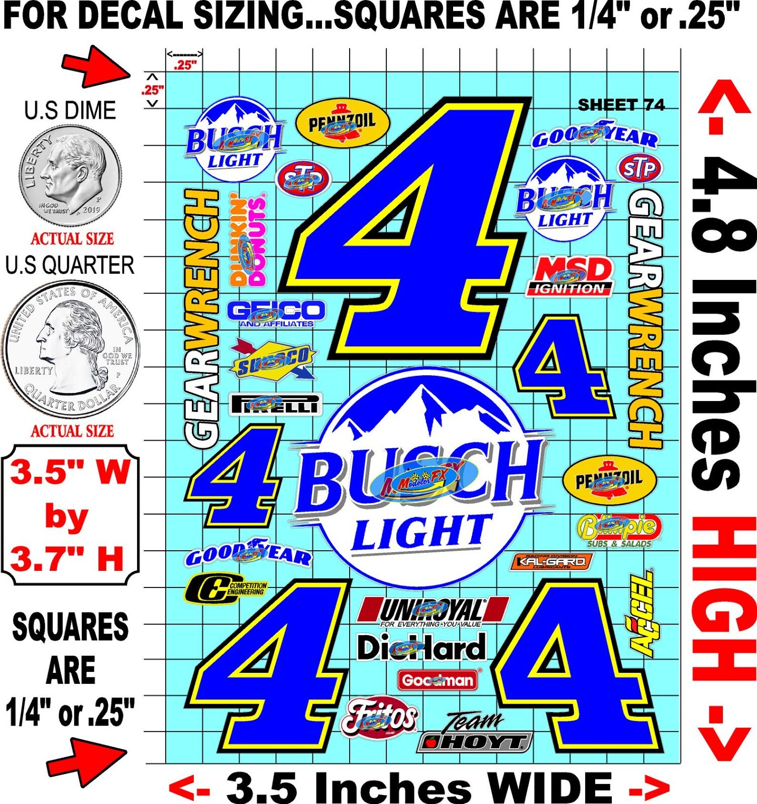 Clear Matte Vinyl Sticker Sheet 74-R/C MODEL Decal fits 1/24-1/16 Scale ARRMAFG