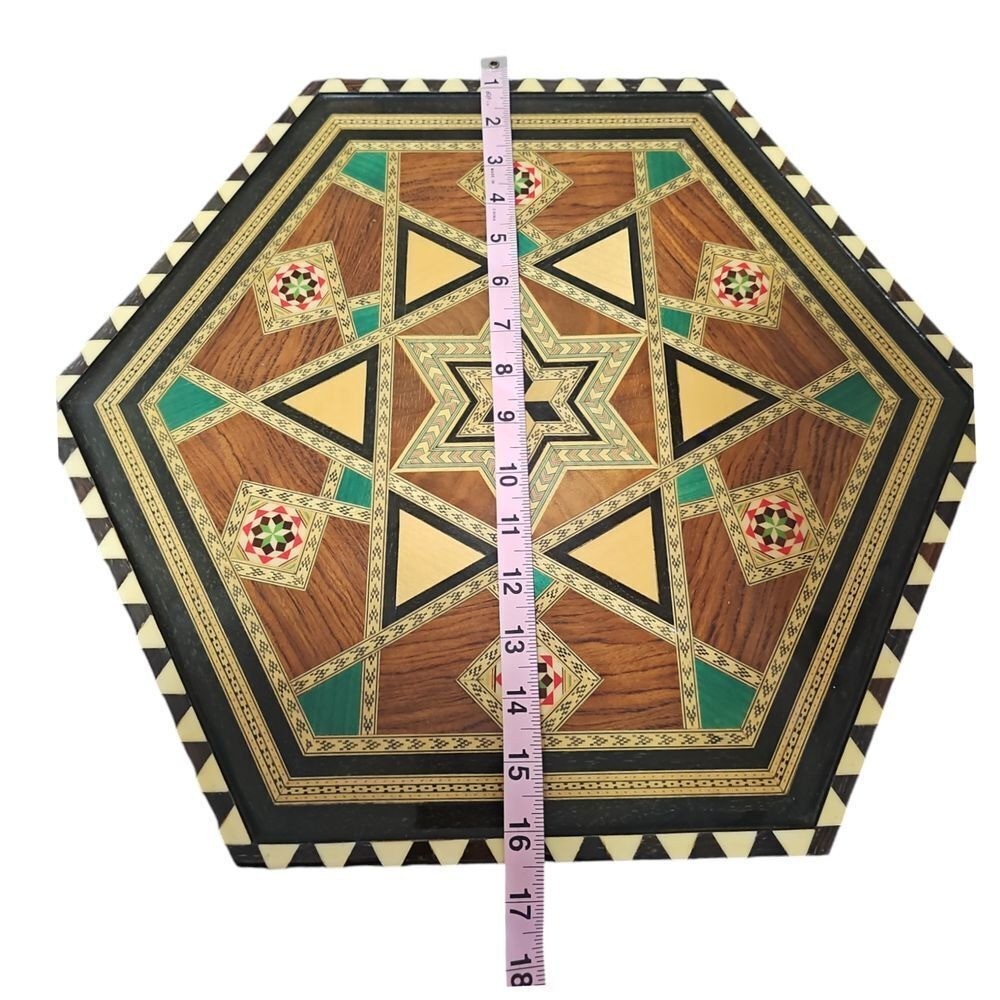 Handcrafted Hexagonal Wooden Mosaic Wall Art Geometric Decor Inlay Marquetry
