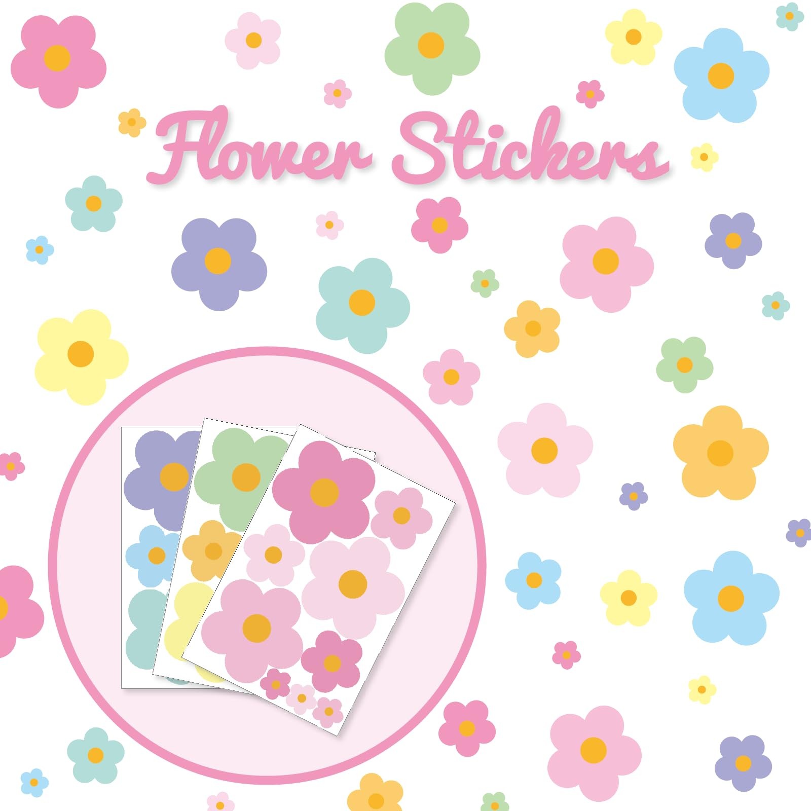 81 Pieces Wall Decal Flower Stickers – Removable Peel & Stick Wall Decals for…