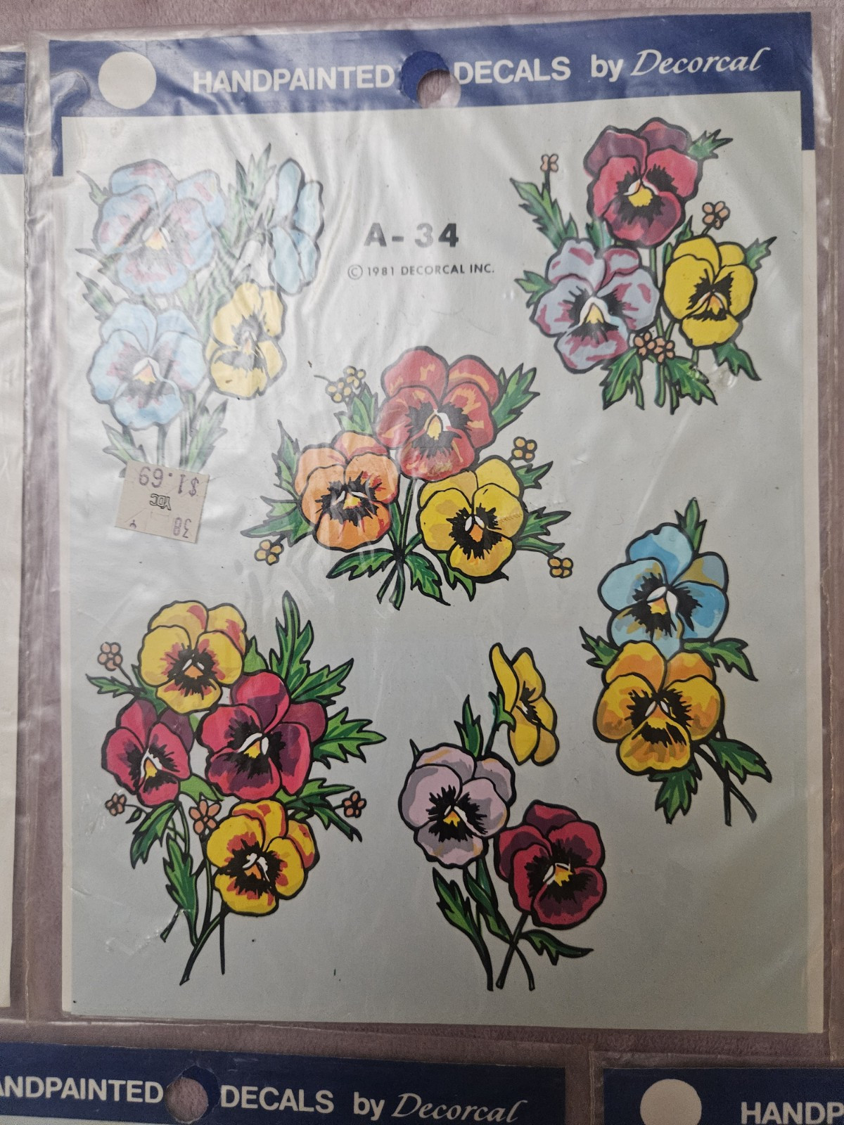 Vtg Hand Painted Decals By Decoral Owl Bird Flower Duck Swan Pineapple Lot Of 7
