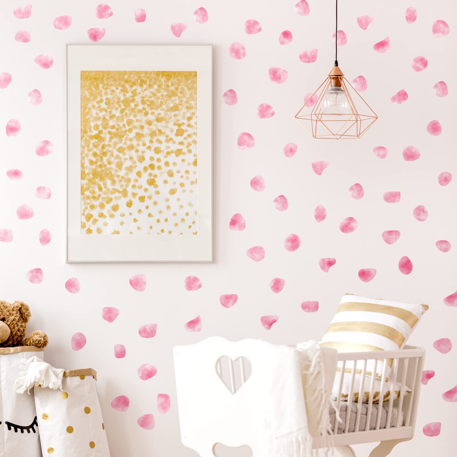 Outus 500 Pieces Irregular Polka Dots Wall Decal Bedroom Home Decoration (Pink)