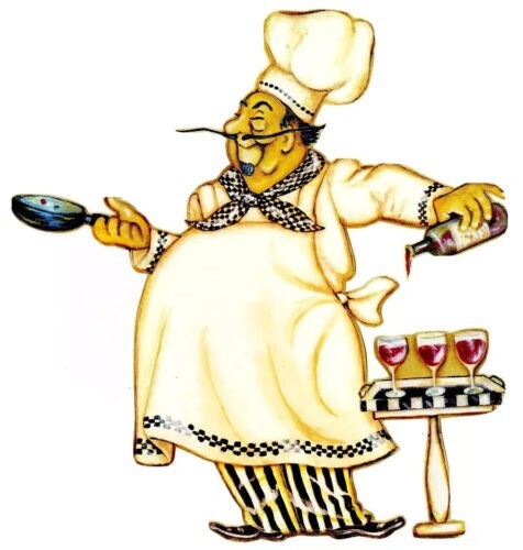 kitchen italian chef wall decal pan prepasted 6.5 inch 1pc