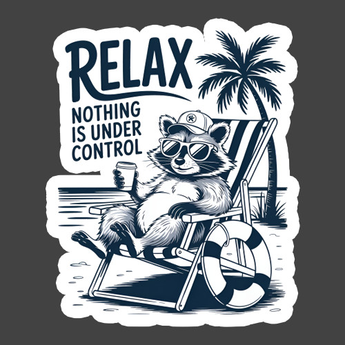 Raccoon Sticker Vinyl Decal Relax Nothing Is Under Control Funny Beach