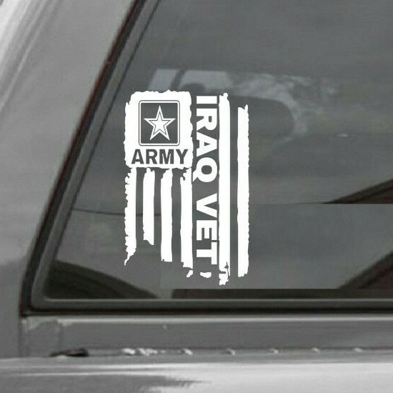 DISTRESSED UNITED STATES ARMY FLAG IRAQ VET VINYL DECAL STICKER U.S. ARMY