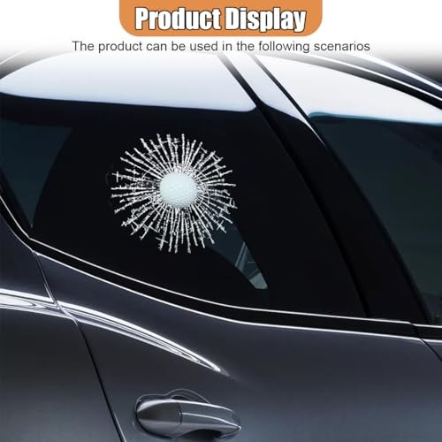 3D Prank Tricky Broken Glass Car Sticker Decal Hits Car Window Styling Golf