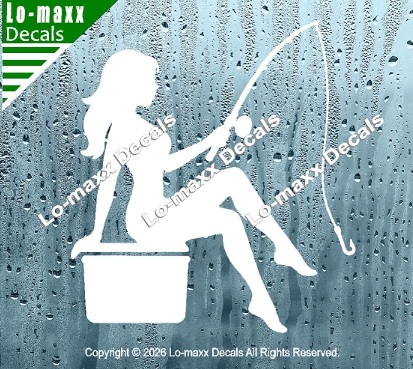 Mudflap Fishing Girl Die Cut Vinyl Decal High Performance Truck Car Sticker