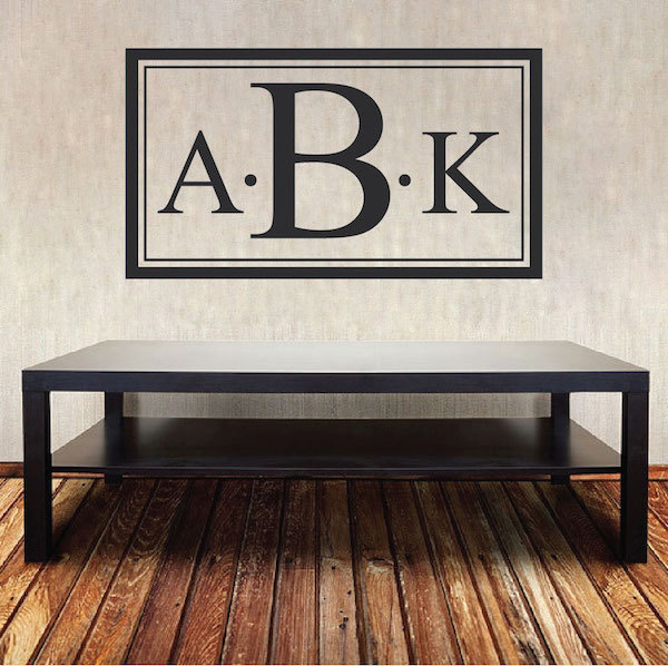 Custom Monogram Wall Decal Personal Initials Wallpaper Name Removable Vinyl, b43