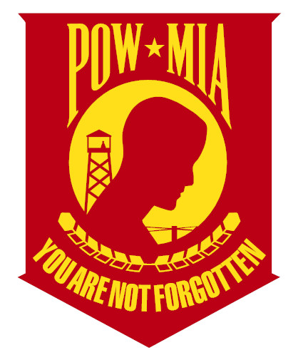 POW/MIA PRISONER OF WAR Vinyl Window Decal Sticker Red/Yellow color 5" x 6.3"
