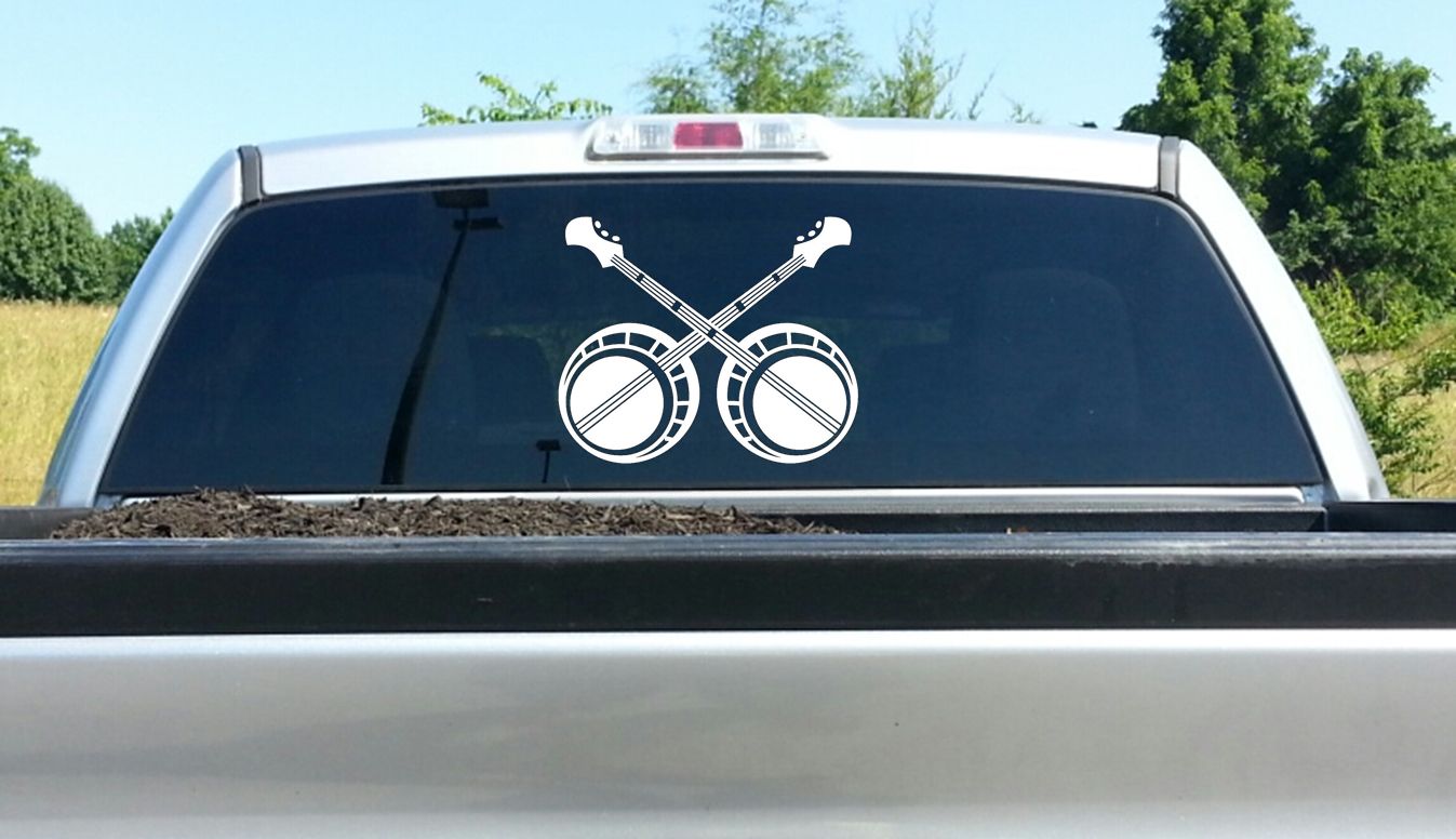 Bluegrass Banjo Decal Sticker Truck SUV Van Large Mountain Music 5-String 12×15