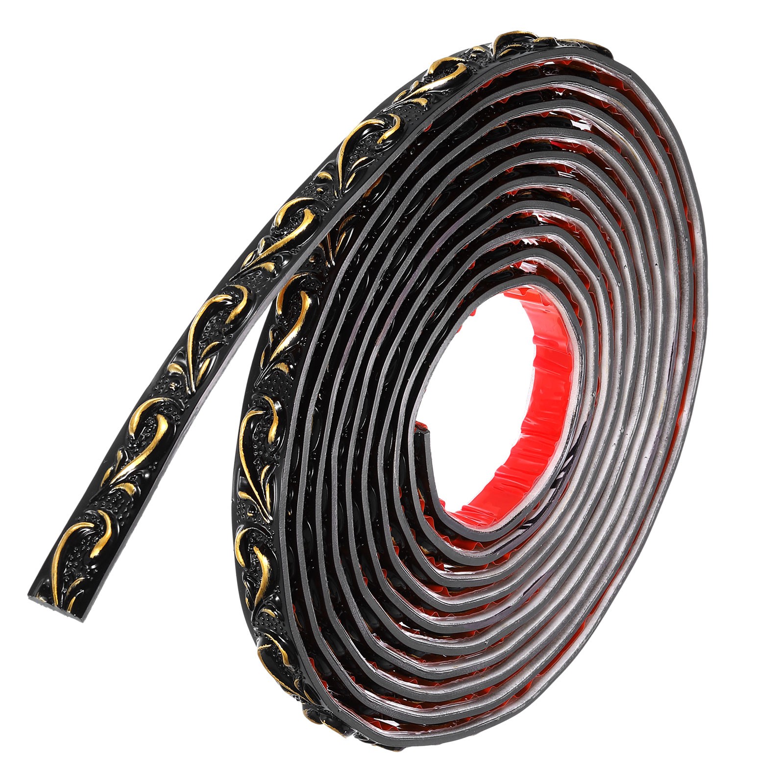 Flexible Wall Trim Molding 16.4Ft x 0.79Inch Adhesive Wave Black Gold