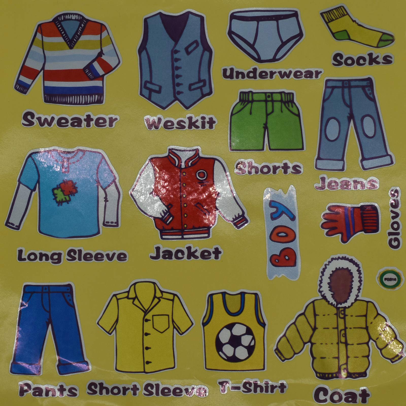 2 Sheets（31 Count） Dresser Clothing Decals 11 inch Boys Girls Clothing Sort W…