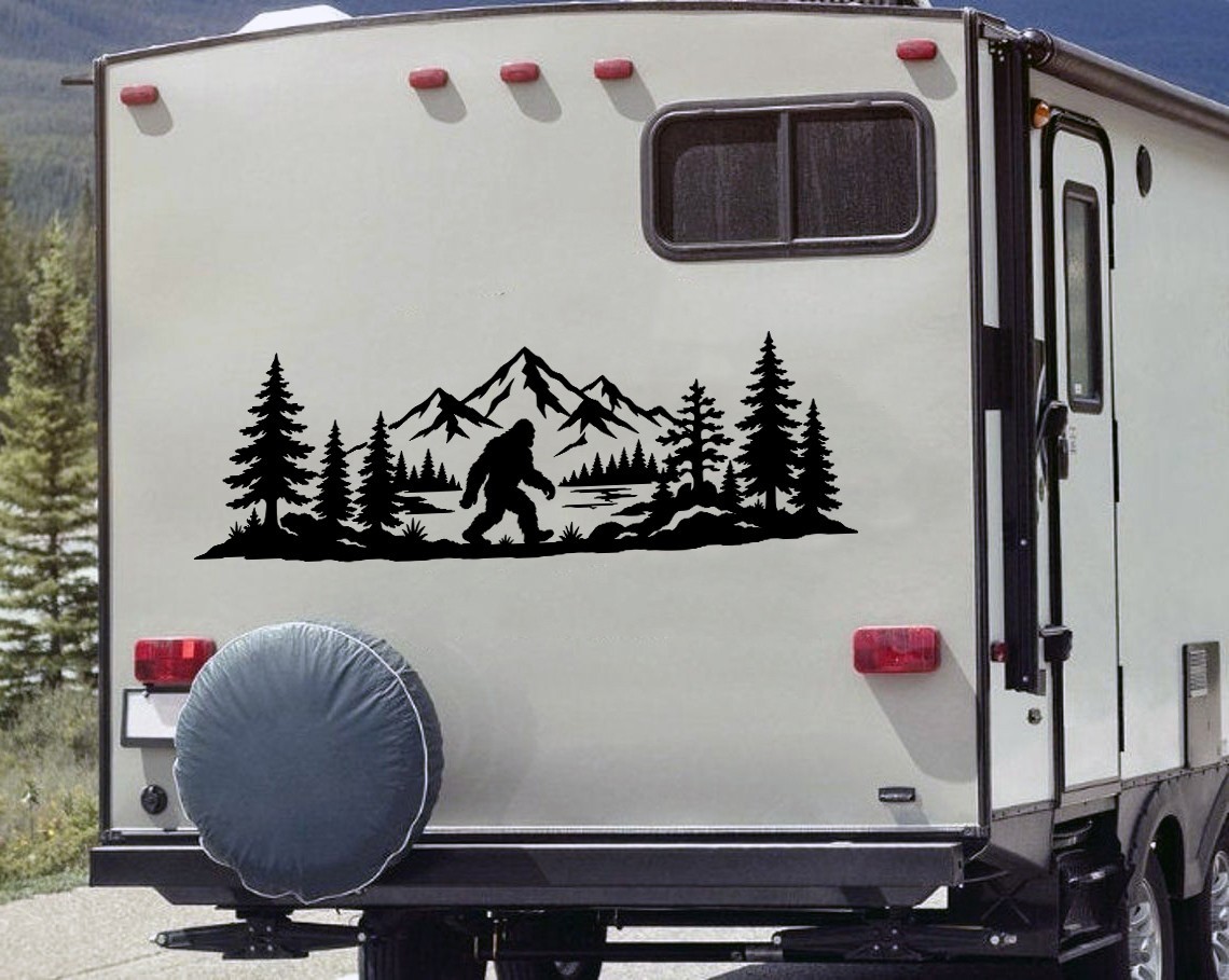 Bigfoot Sasquatch Mountain Forest V18 Vinyl Decal Camping Outdoor Adventure RV