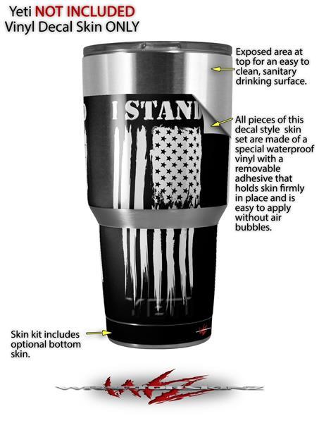 Skin for Yeti Rambler 30oz Yeti 30oz Brushed USA Flag I Stand TUMBLER NOT INC