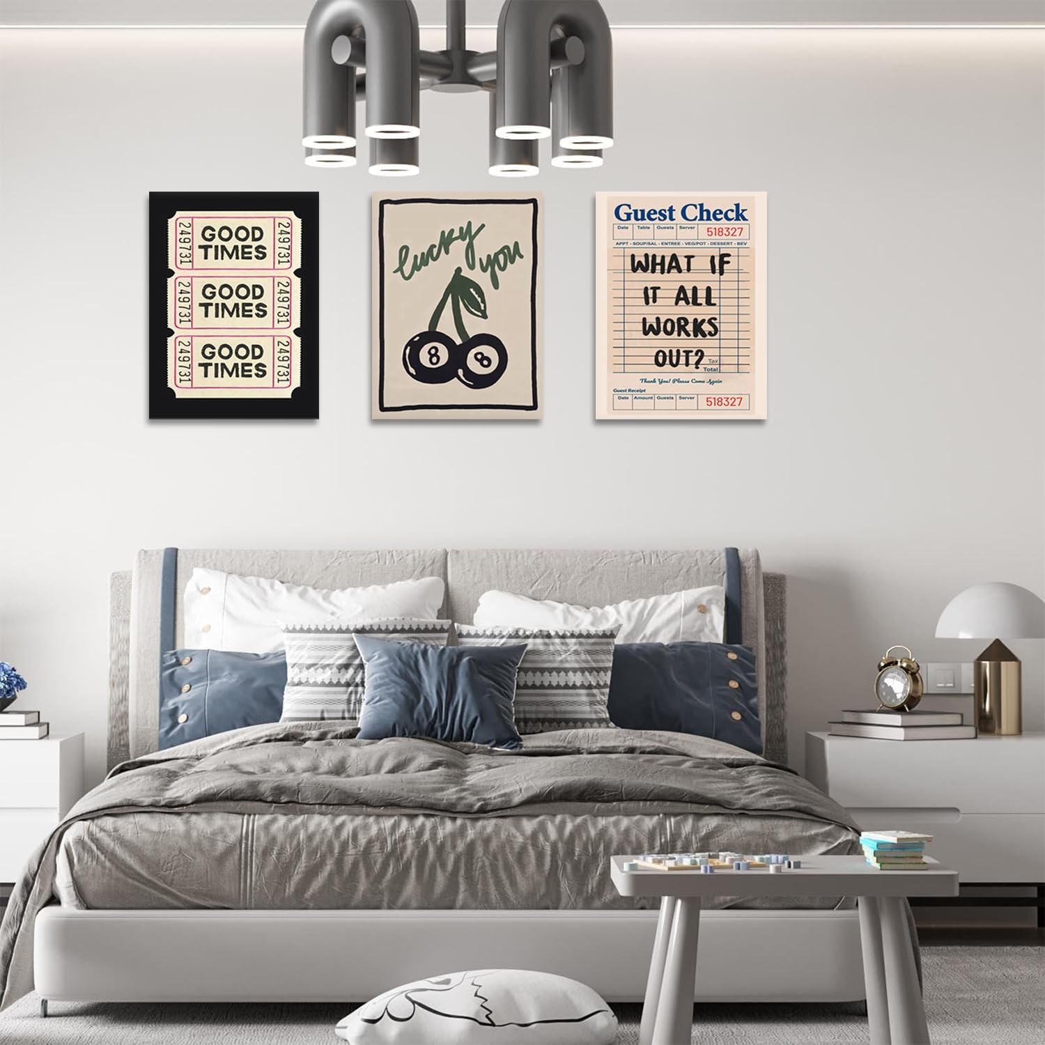 Dytila Framed What If It All Works Out Quote Wall Art Set of 3, Retro Good Ti…