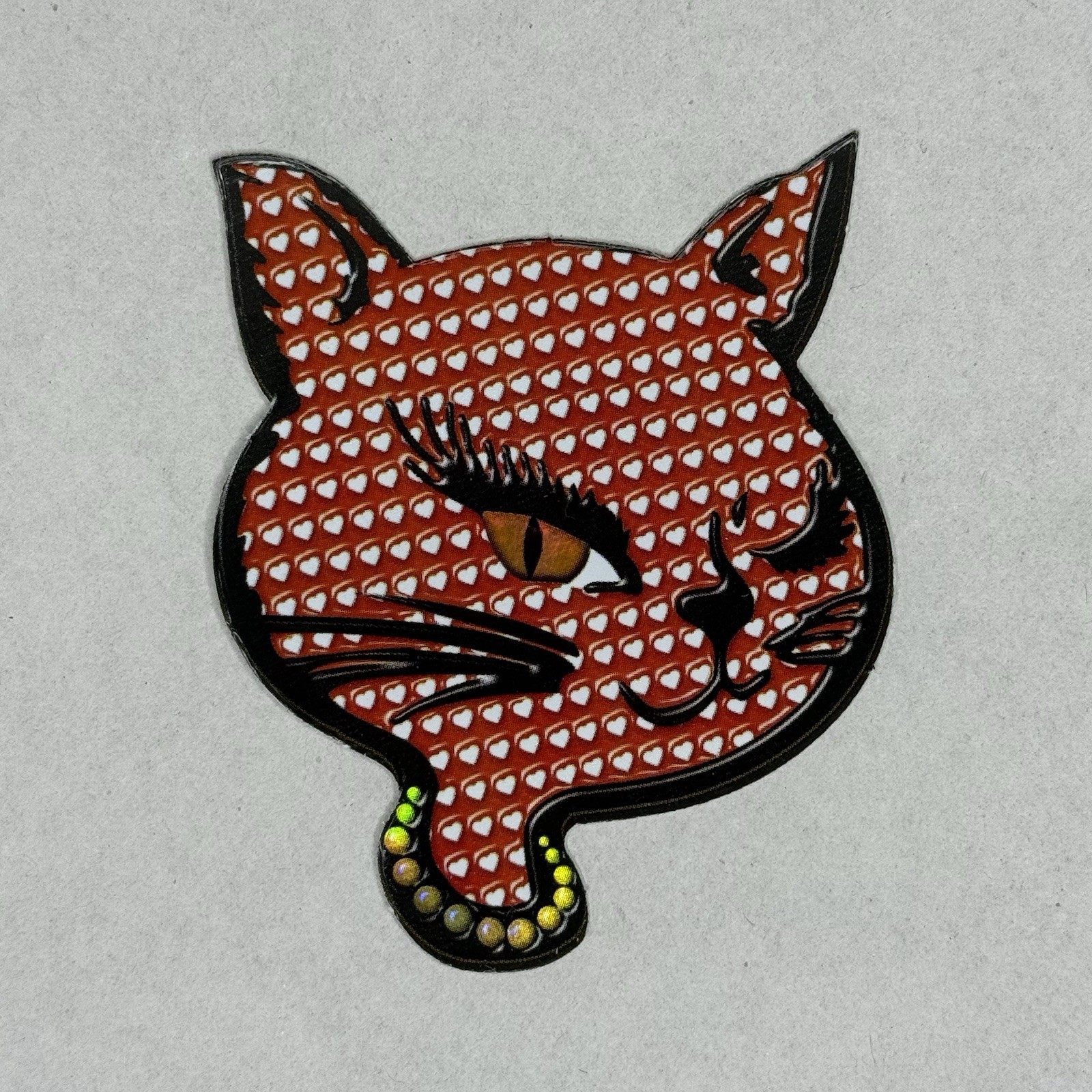 Vintage Winking Cat Vending Stickers 2001 Prism Foil Y2K