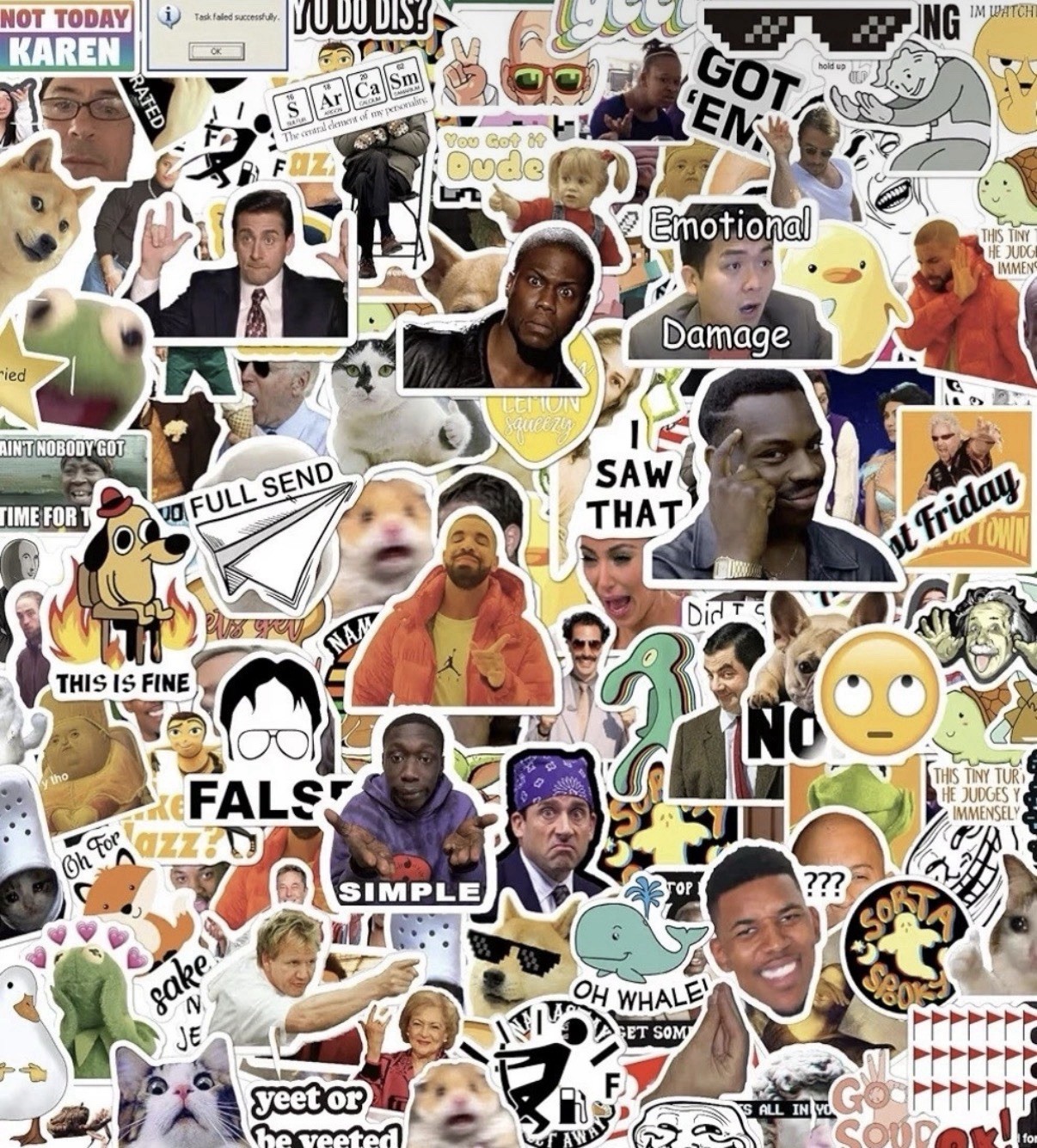 10pcs random Funny Meme Adults Prank Meme Throwback References Vinyl Stickers