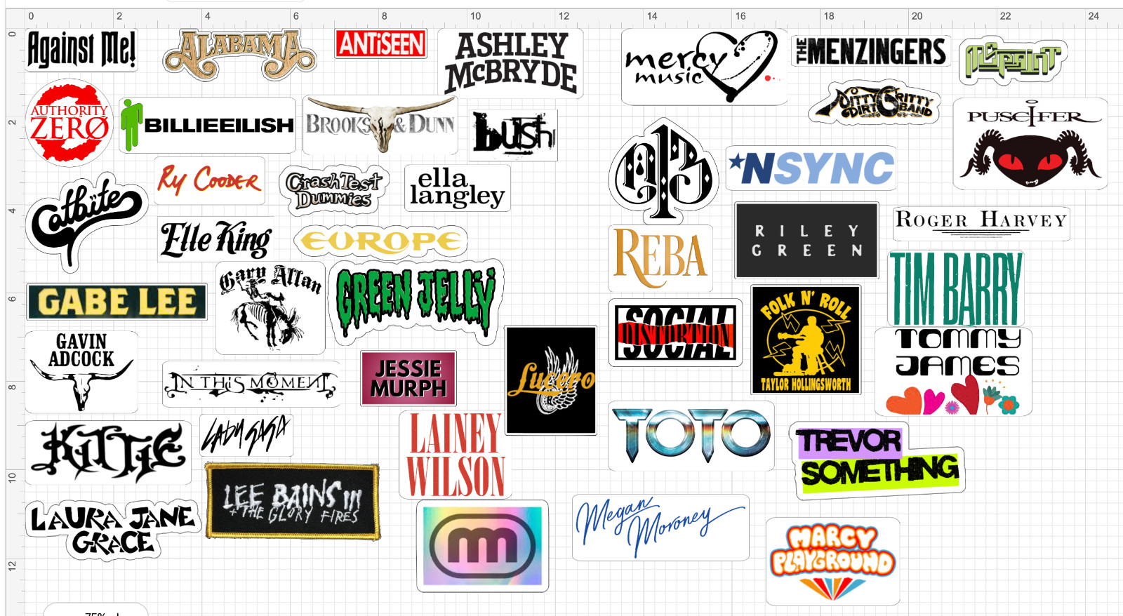 45 Rock Stickers Country R&B Pop Stickers Waterproof Holographic for Spec Order