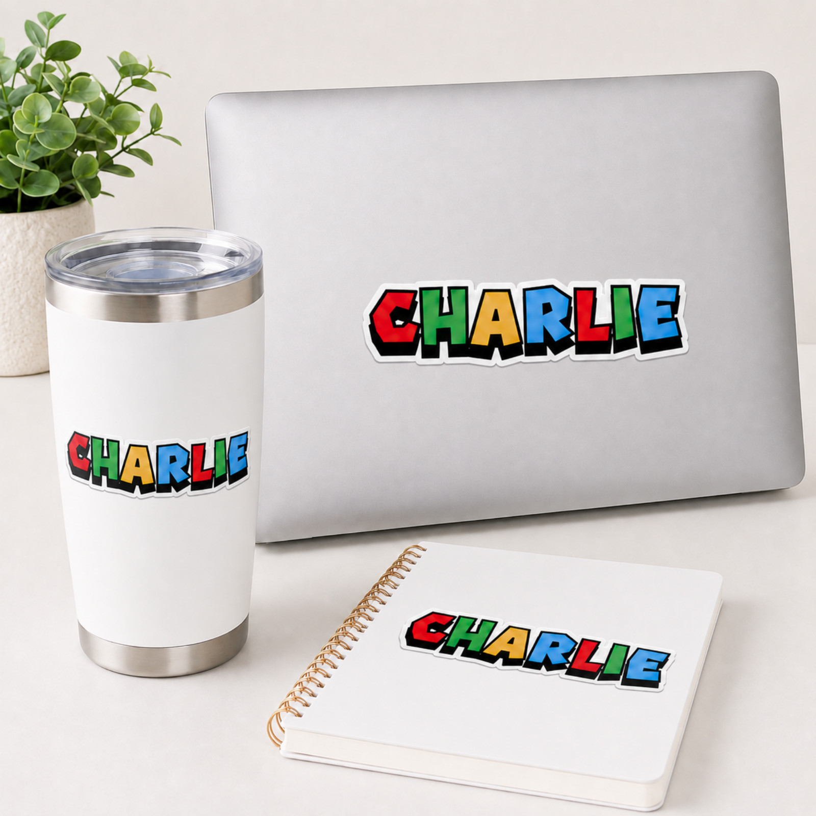 Set of 5 Custom Name Stickers Game Font, Personalized Gamer Name Labels