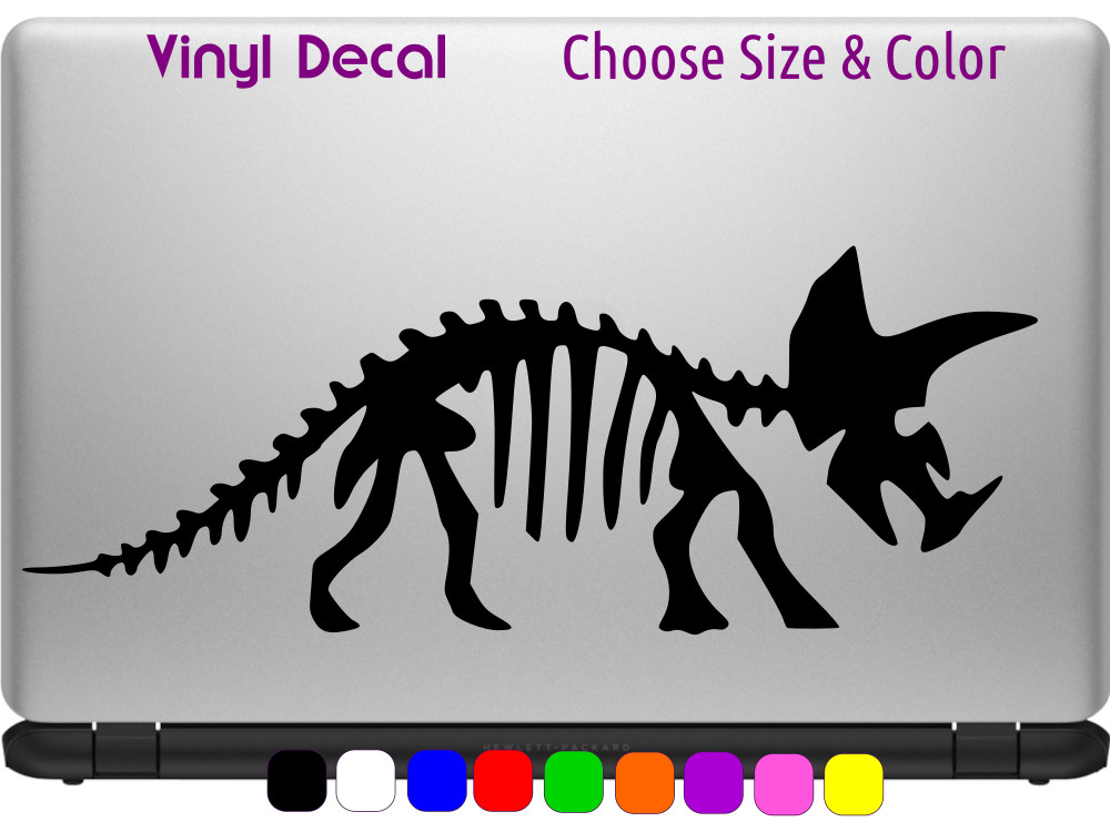 Triceratops Skeletal Dinosaur Decal Laptop Window Sticker CHOOSE SIZE COLOR