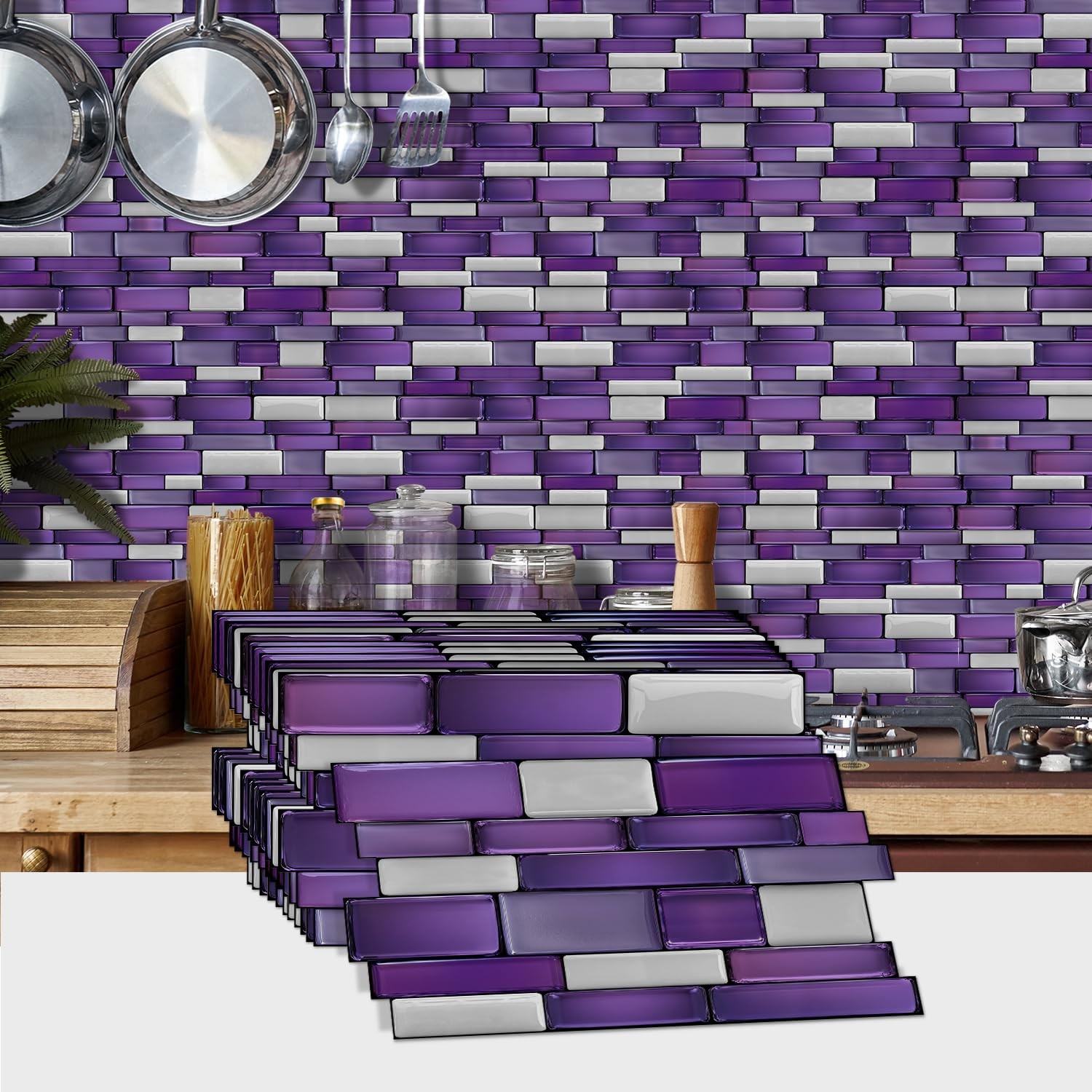 Peel and Stick Backsplash Tile Stickers, 24pcs, 9.68 x 4.72 inch
