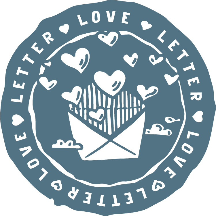 Love Letter Heart Envelope Blue Art Stamp Car Bumper Sticker Decal "SIZES"