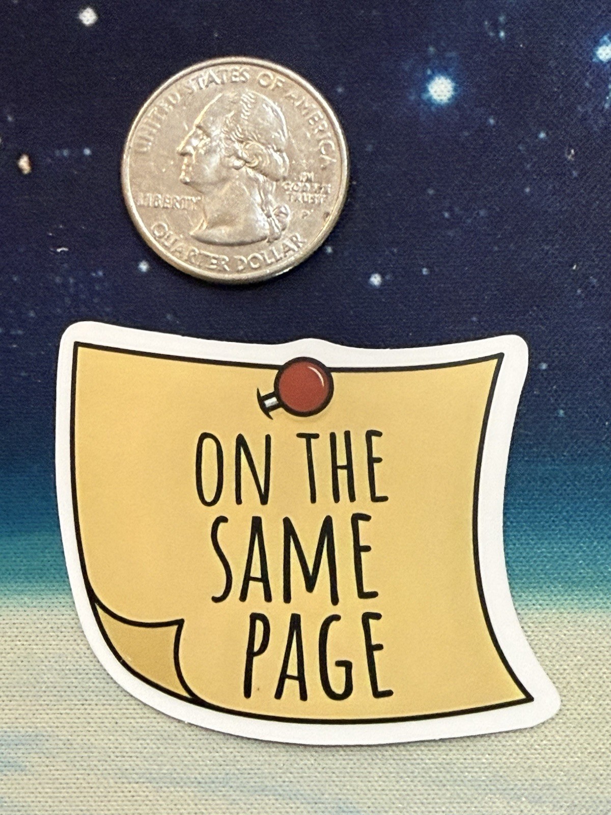 On the Same Page Quote Funny Sticker Decal Yellow Black White Red