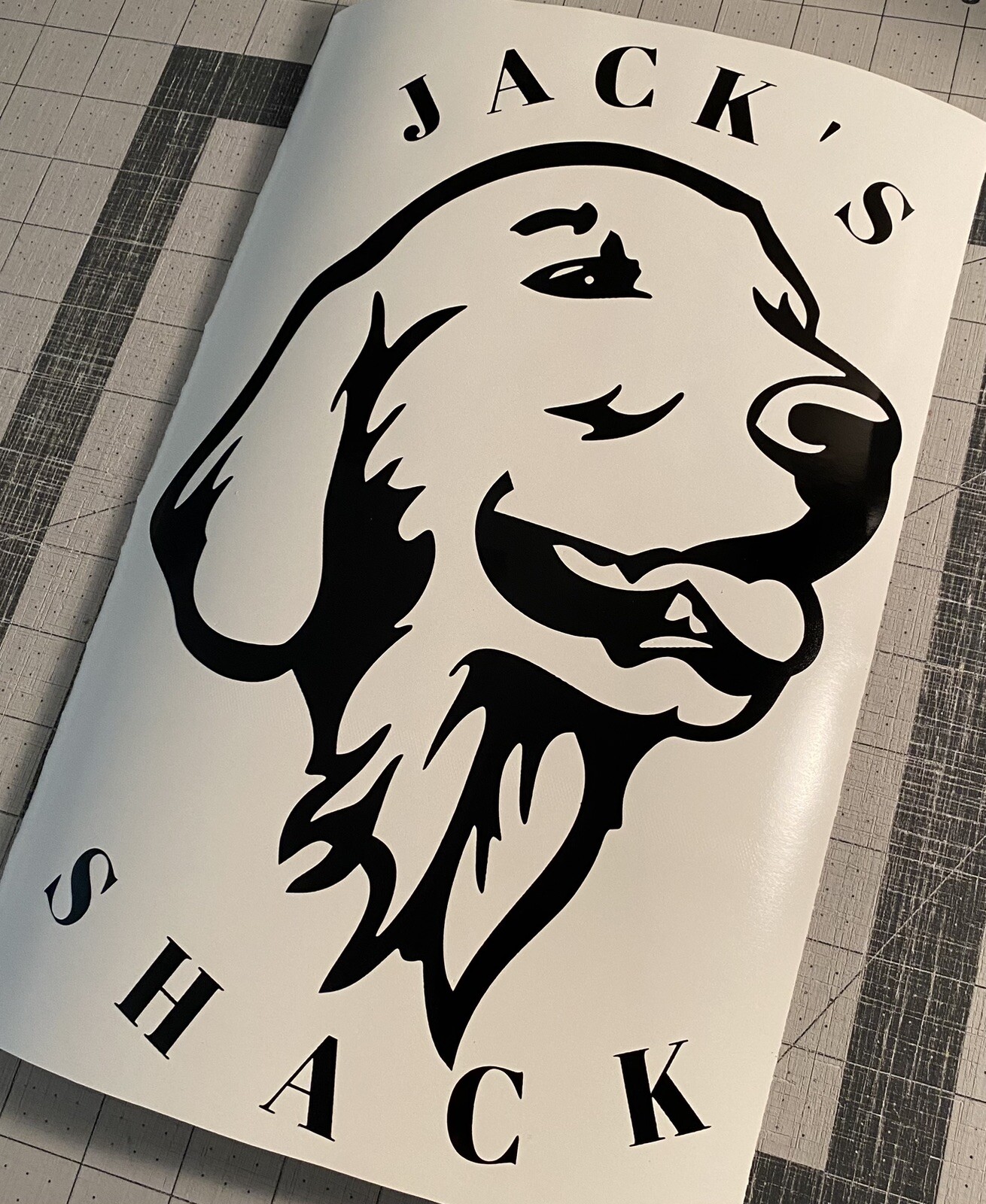 Vinyl Decal – Golden Retriever (Dog), May Customize w/ Name, Various Sizes
