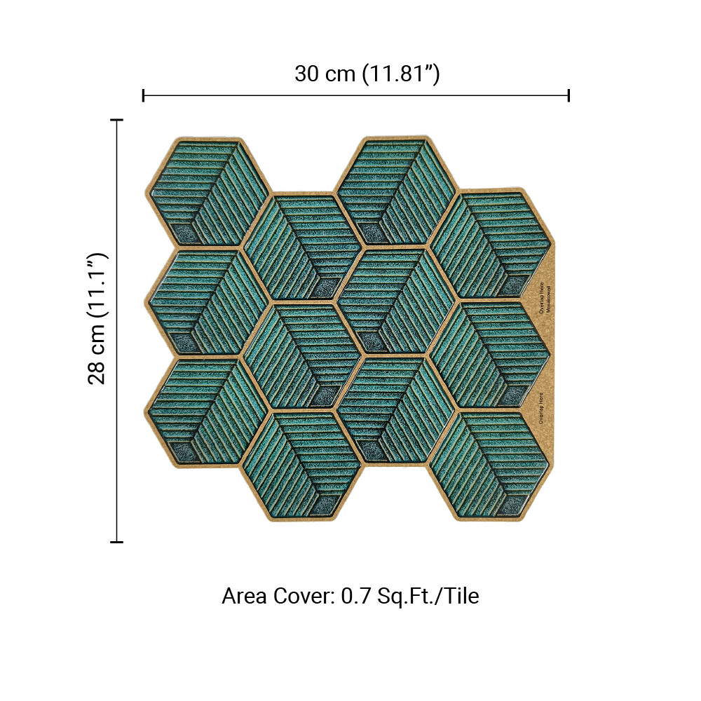 Mosaicowall Sea Green Hexagon Peel and Stick Kitchen Backsplash Tiles (10 Tiles)