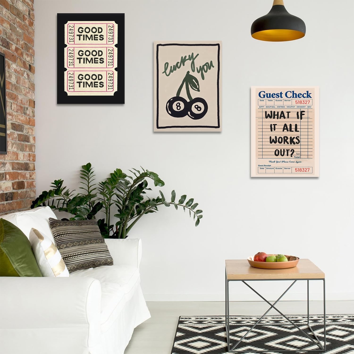 Dytila Framed What If It All Works Out Quote Wall Art Set of 3, Retro Good Ti…