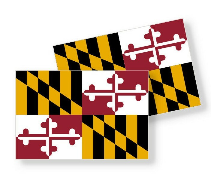 Maryland State Flag – Set of 4 Vinyl Sticker / Adhesive Decals Various Sizes