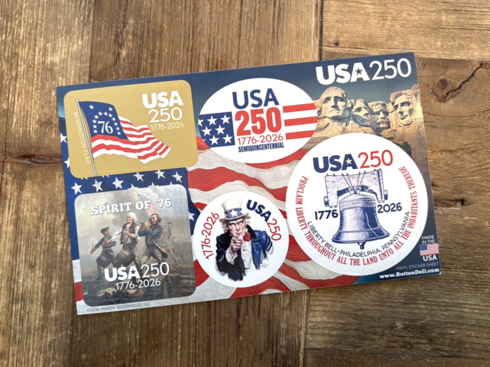 5 Die Cut Sticker Sheets – CLASSIC America, Semiquincentennial, 250 Freedom USA