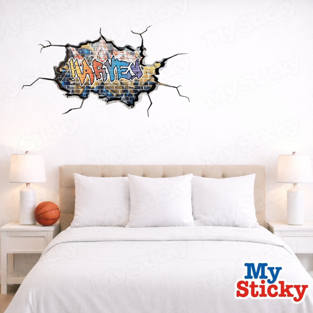Personalized 3D Graffiti Name Custom Vinyl Wall Sticker DIY Room Decor Kids