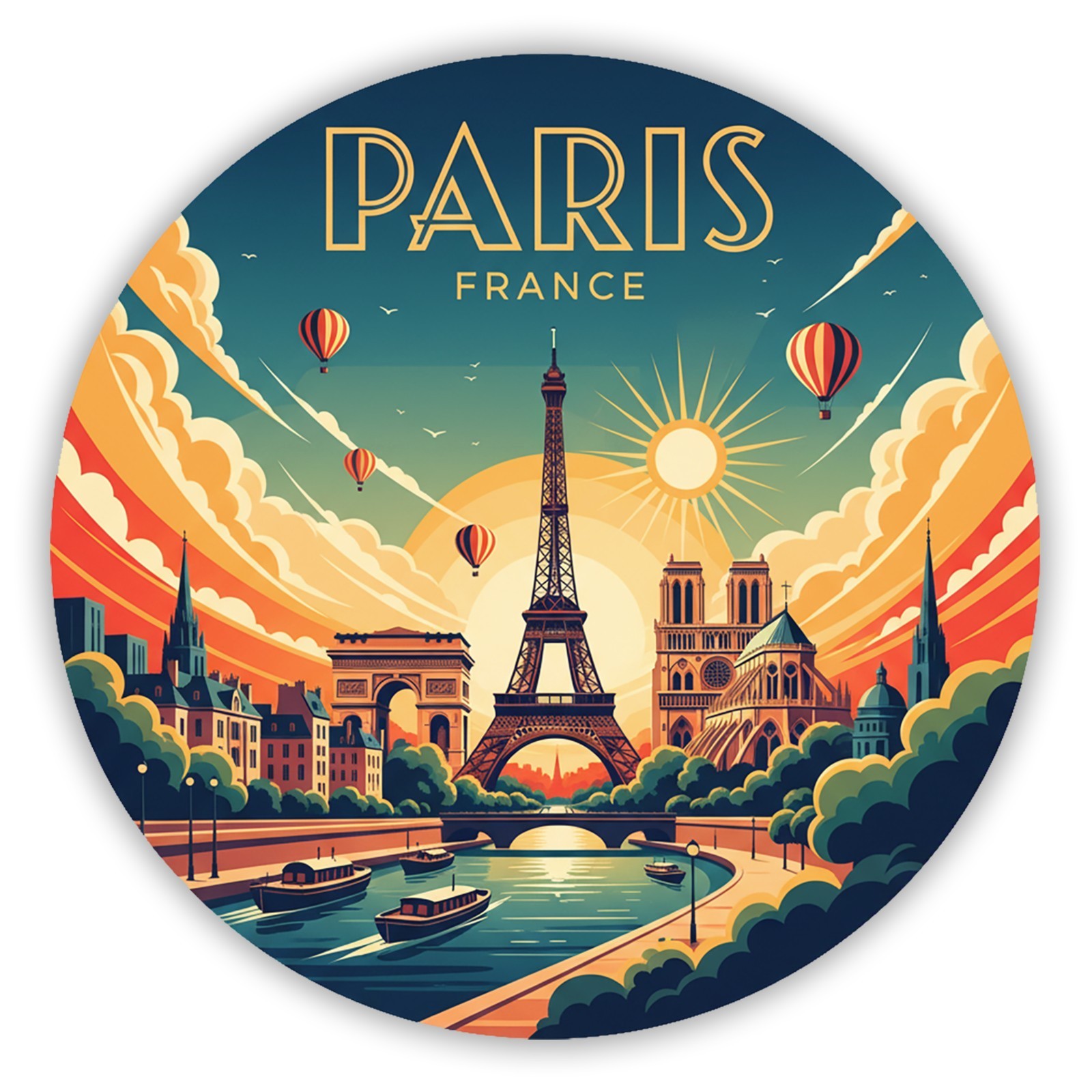 Paris France Vintage Travel Sticker Die Cut Waterproof Vinyl Laptop Decal