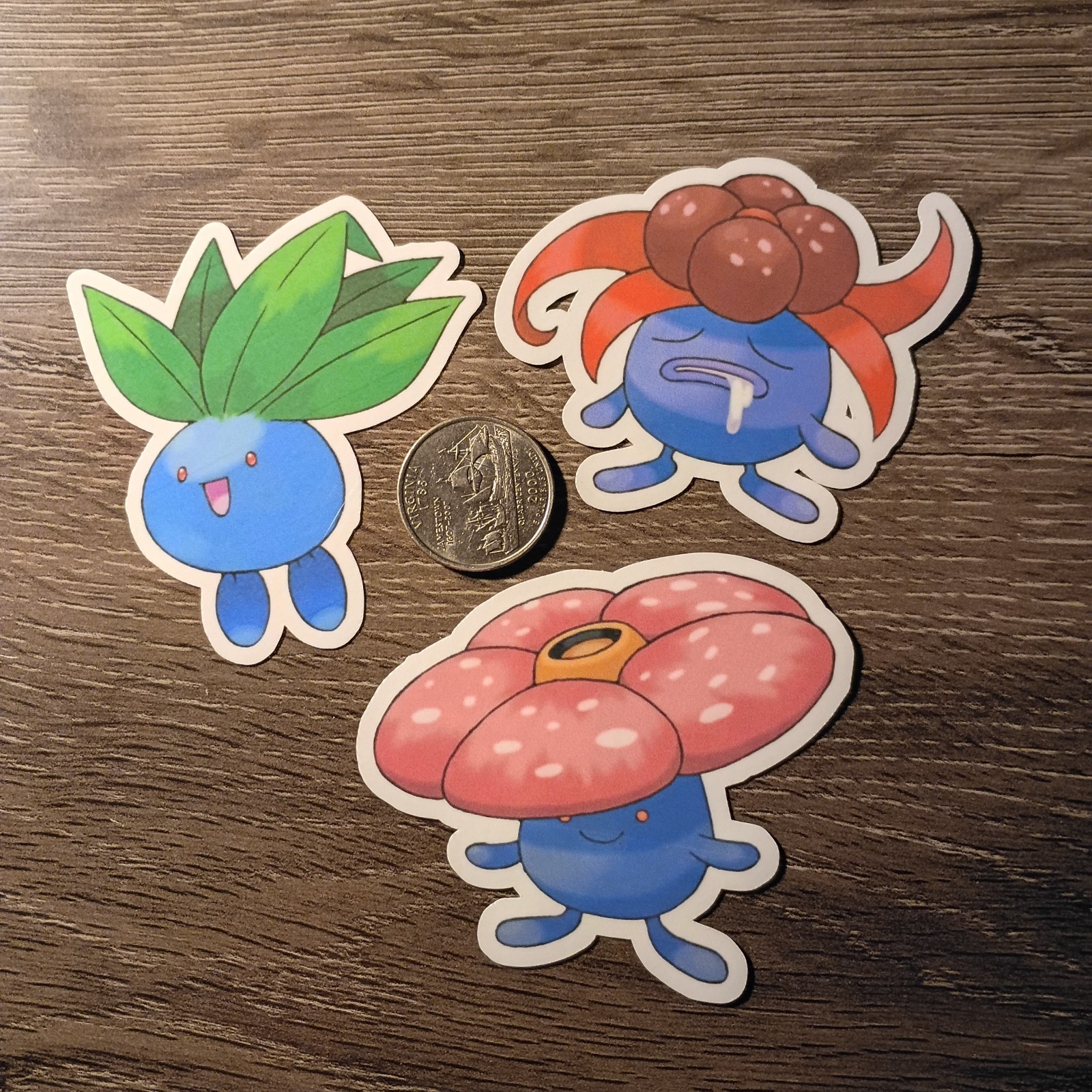 Gen 3 Oddish, Gloom, Vileplume Sticker – Vinyl Waterproof Die-cut – Original Art