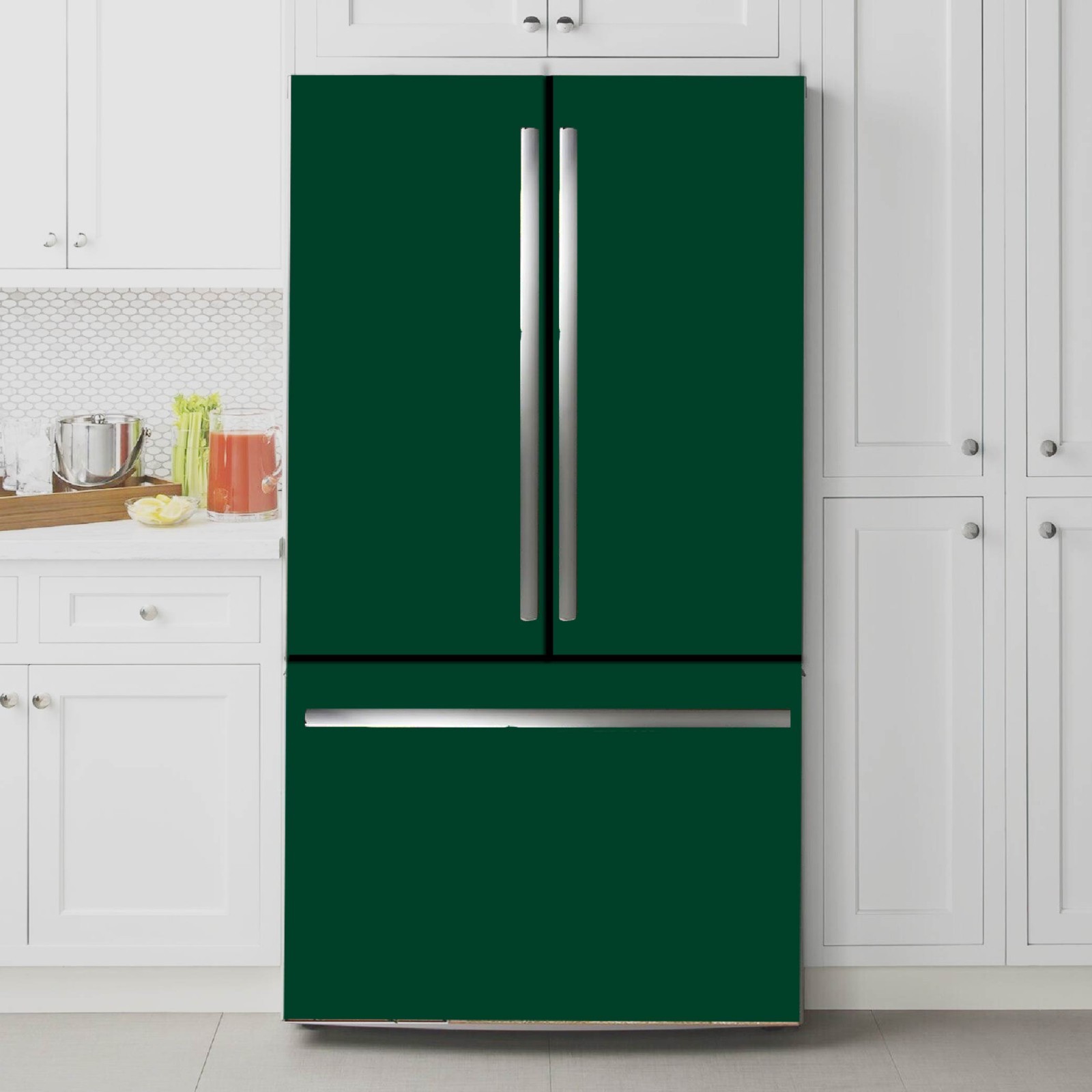 Elegant Green Solid Color Refrigerator Vinyl Skin Cover