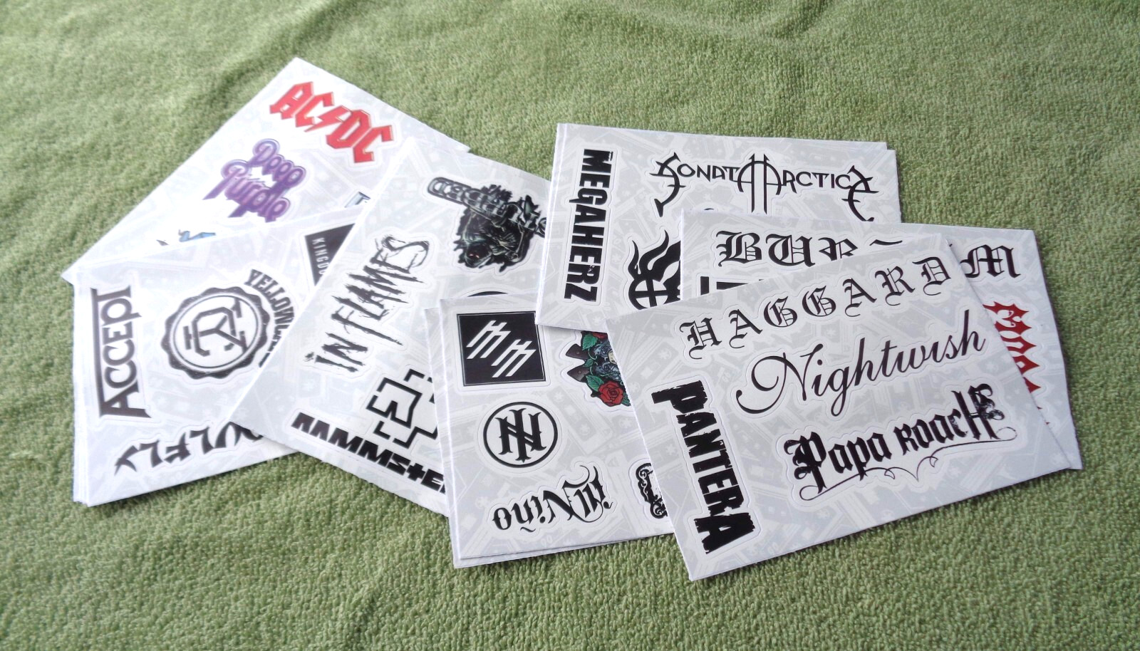 Lot of 19 Sheets of Rock Band Decals- 84 Different Decals Total- NEW