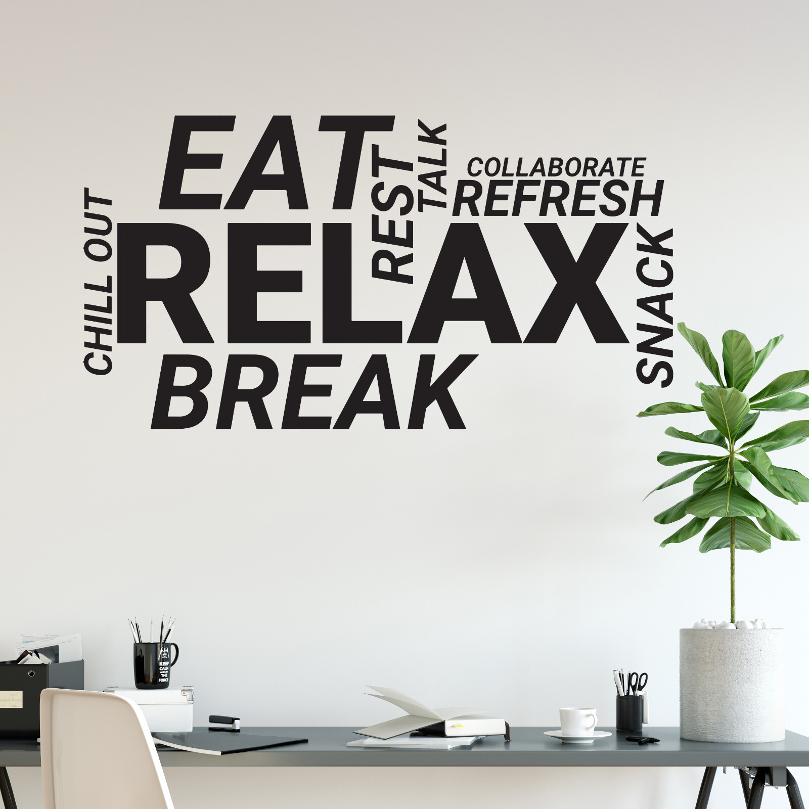Vinyl Wall Decal Break Room Office Words Cloud Decoration Idea Stickers (ig6013)