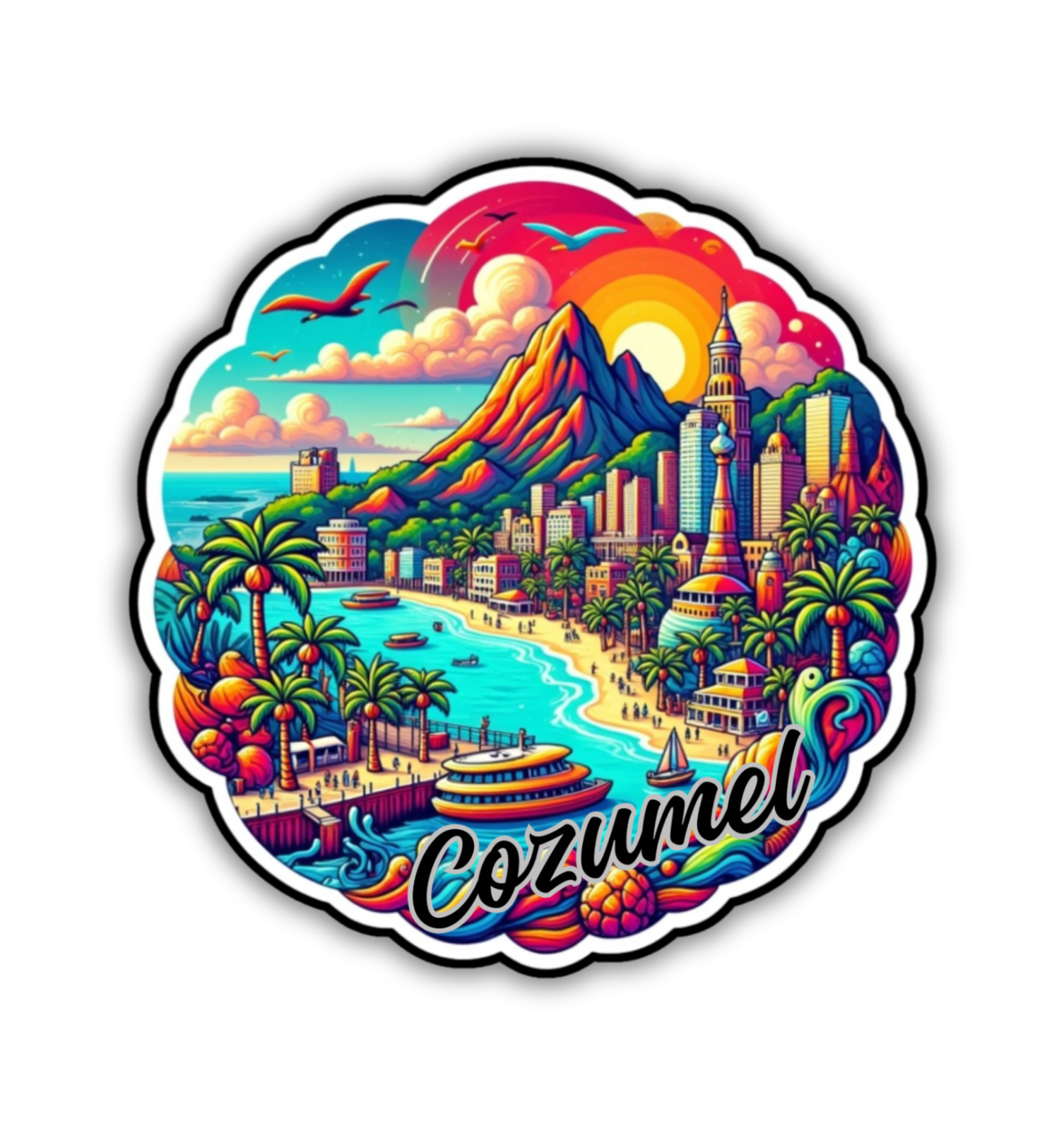 Cozumel Mexico Fridge Magnet or Laptop Sticker