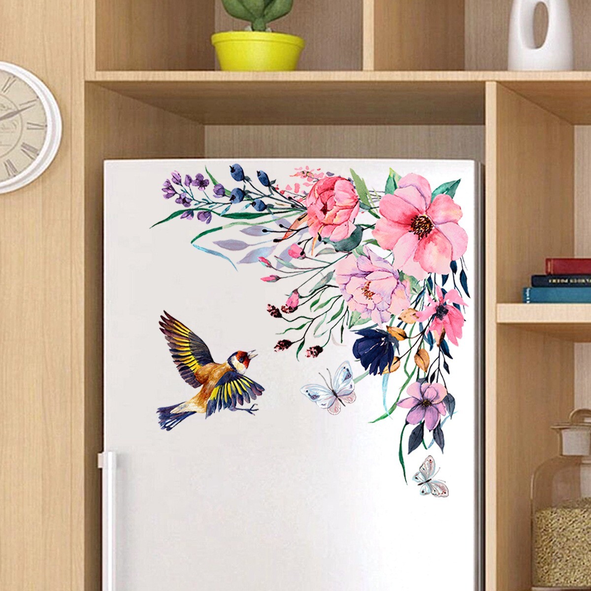 1Pcs Plant Flower Decorative Sticker Easy Use PVC Toilet Fridge Sticker Art Déco