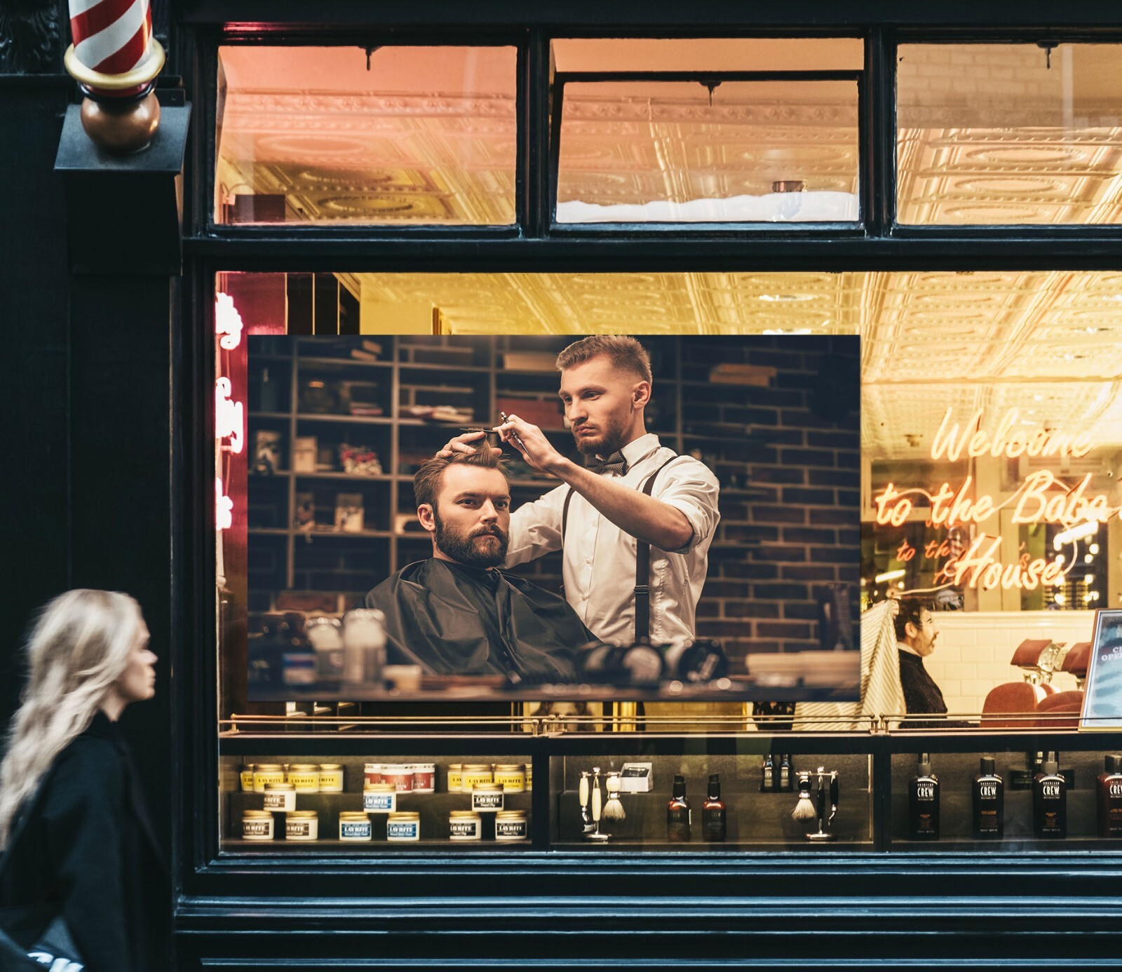 3D Man Hair Cut A602 Barber Shop Window Stickers Vinyl Wallpaper Wall Murals Amy