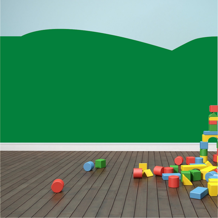 Personalized Green Grass Room Sticker or Blue Ocean Waves For Kids Room, b40